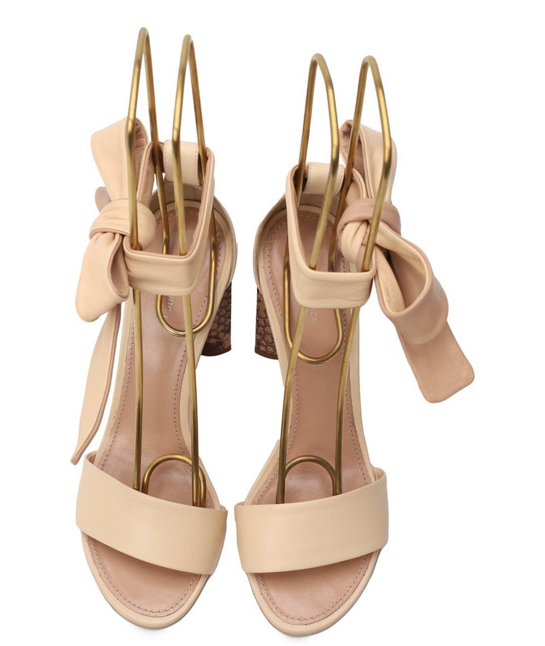 LOUIS VUITTON Бежевые босоножки из экзотической кожи, фото 3