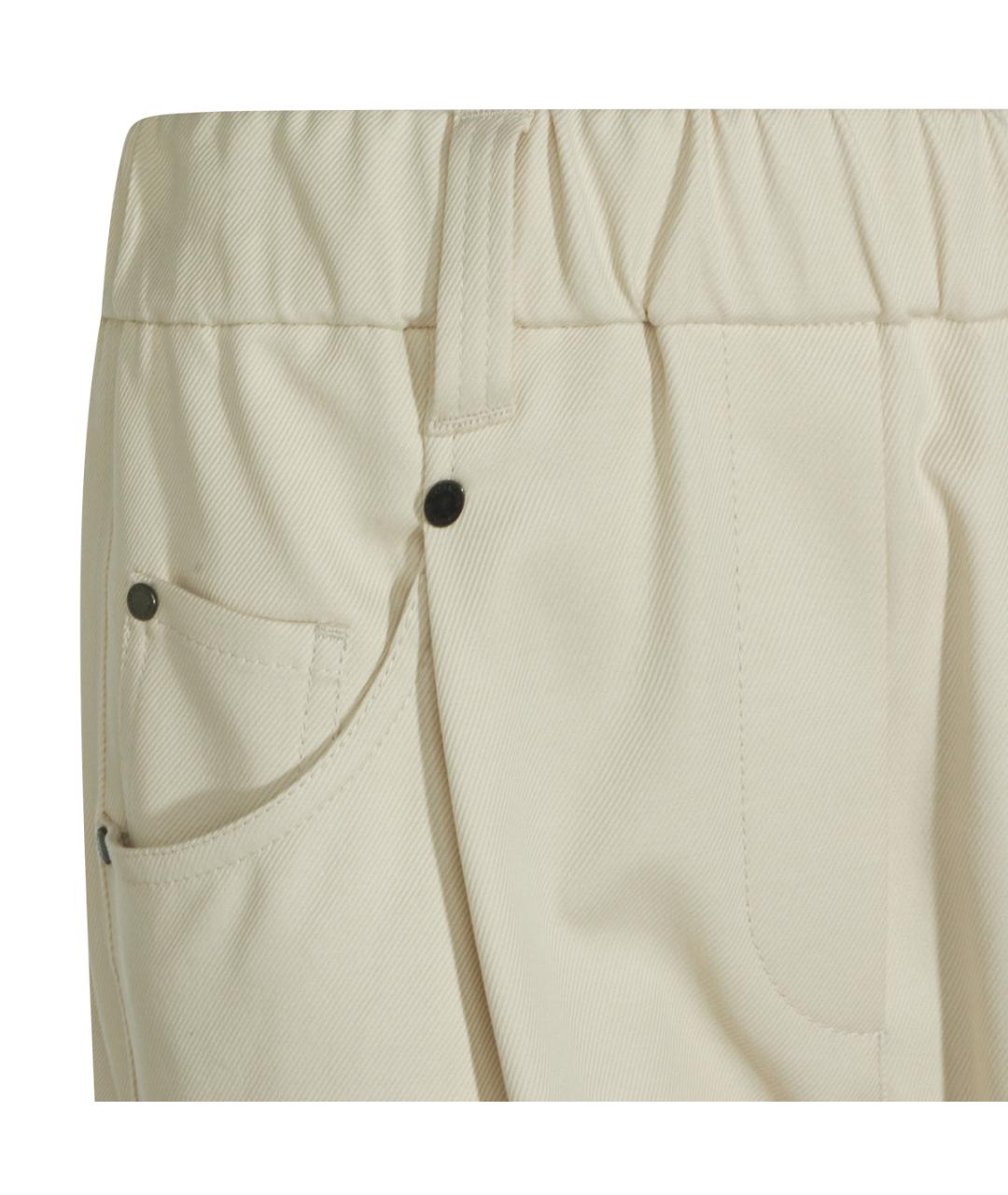 BRUNELLO CUCINELLI Бежевые хлопковые прямые брюки, фото 2