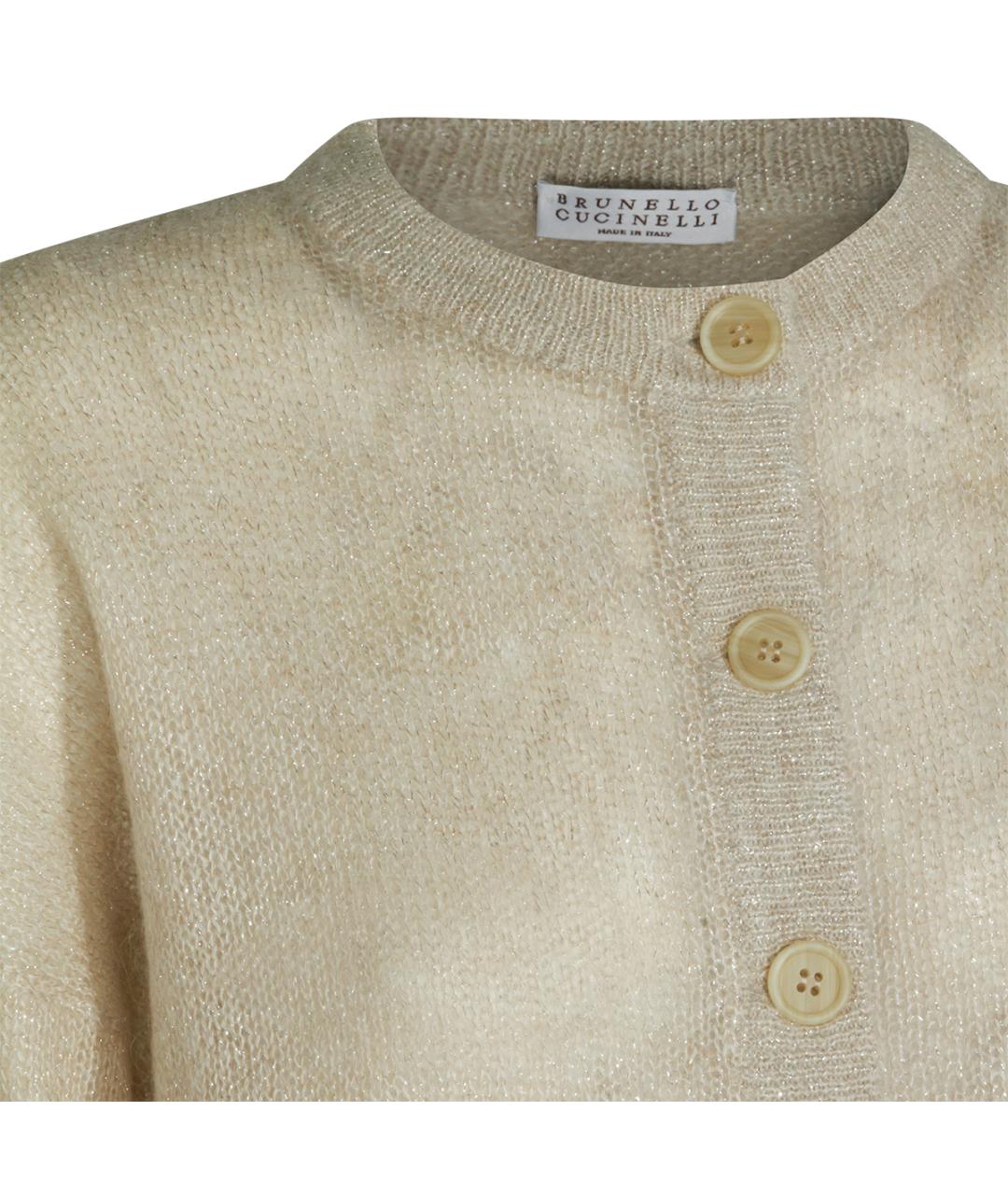 BRUNELLO CUCINELLI Бежевый шерстяной кардиган, фото 3