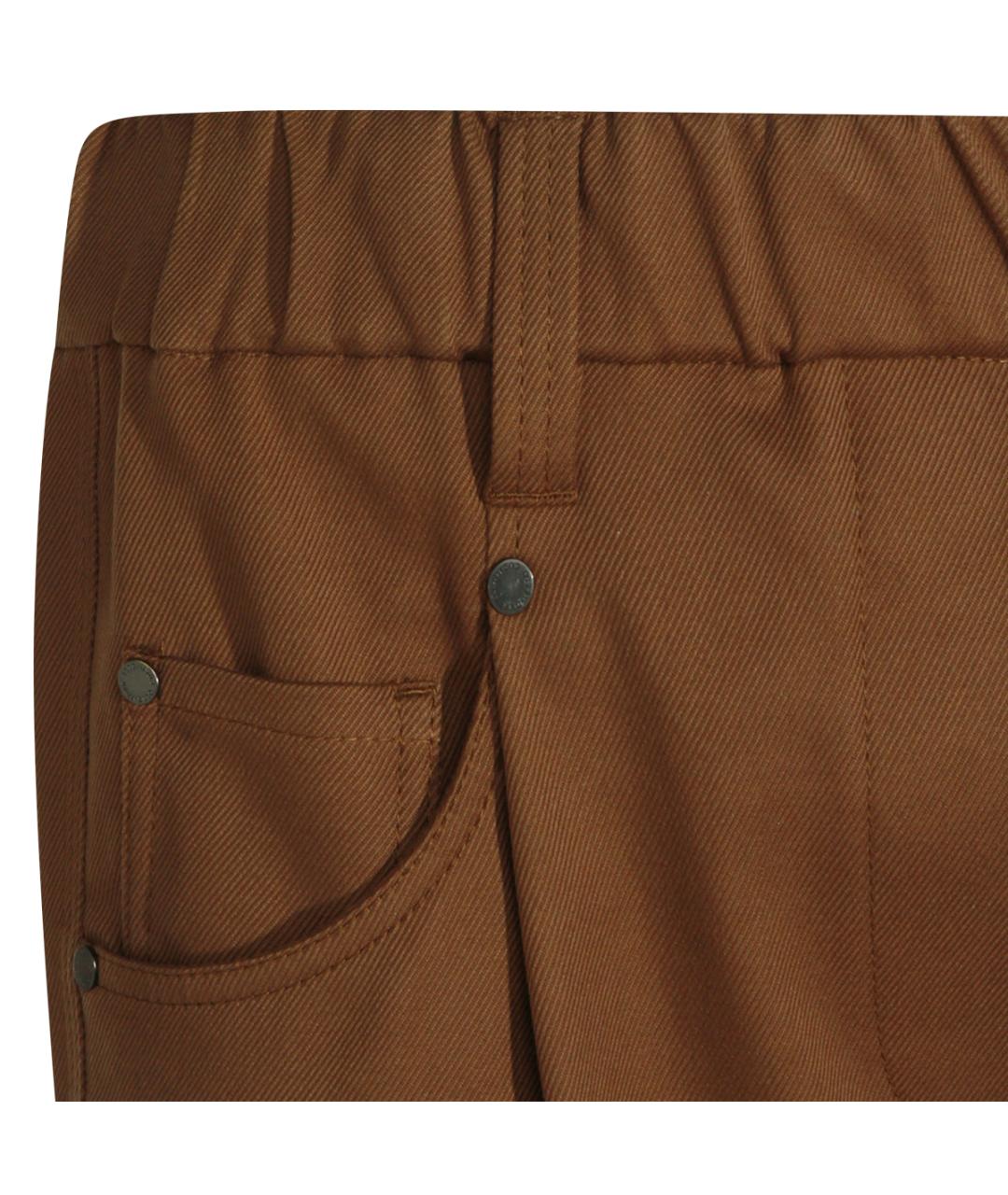 BRUNELLO CUCINELLI Коричневые хлопковые прямые брюки, фото 3