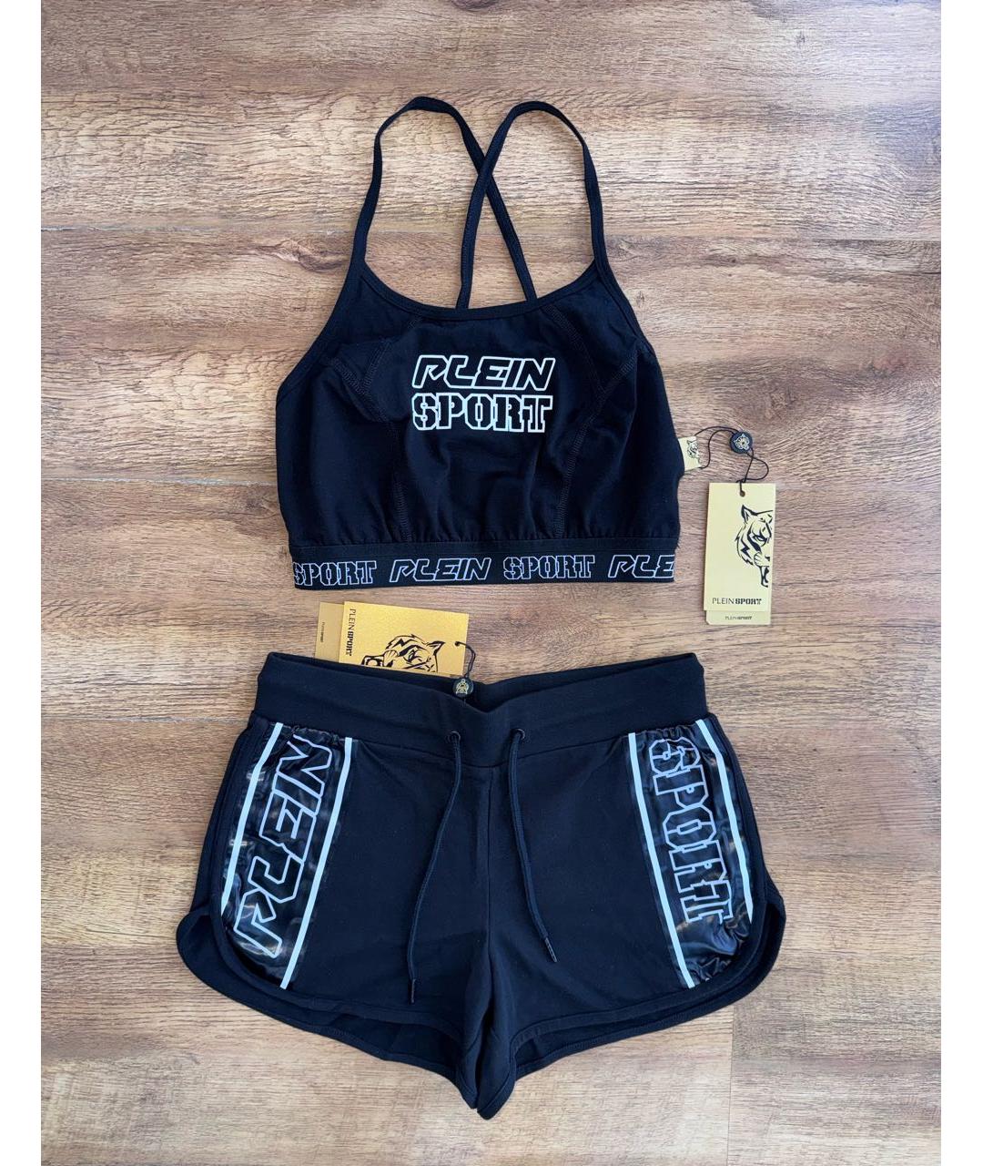 PHILIPP PLEIN Черные хлопко-эластановые шорты, фото 2