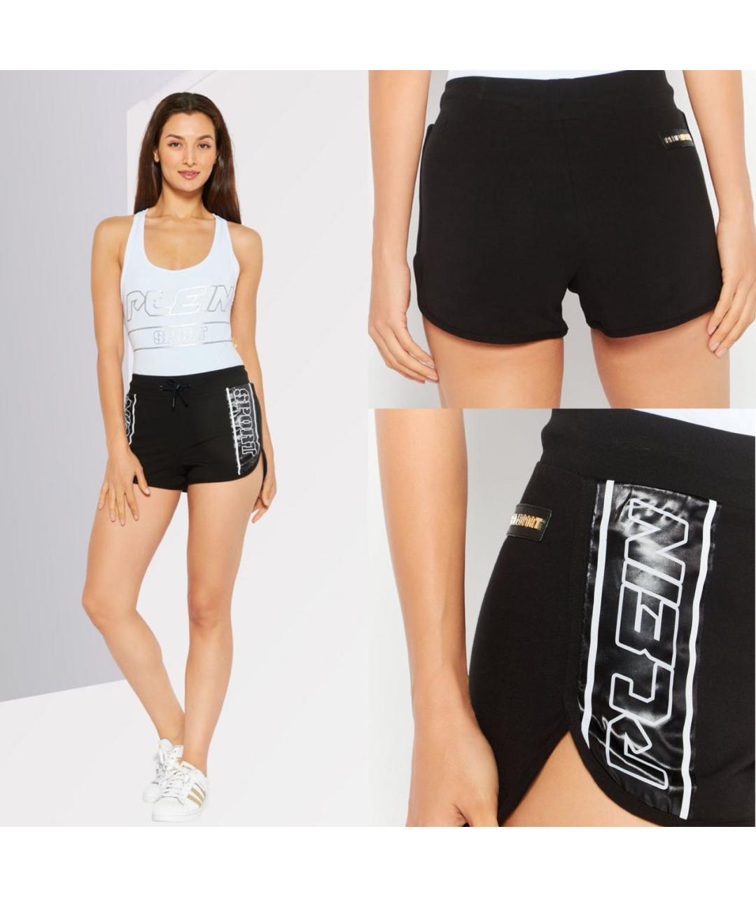 PHILIPP PLEIN Черные хлопко-эластановые шорты, фото 7