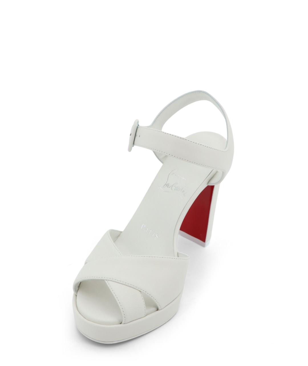 CHRISTIAN LOUBOUTIN Белые кожаные босоножки, фото 5
