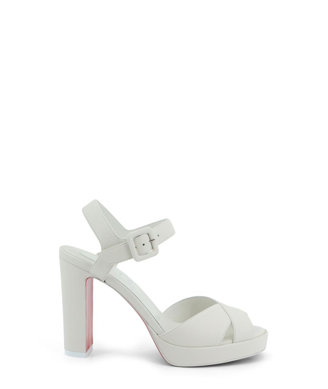 CHRISTIAN LOUBOUTIN Белые кожаные босоножки, фото 1