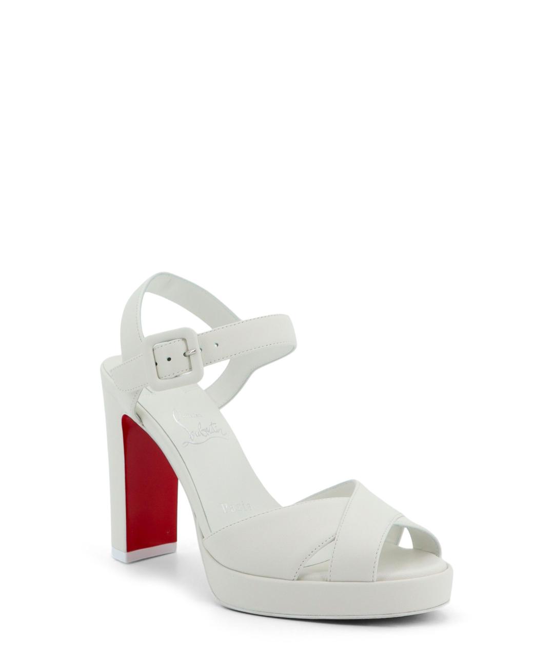 CHRISTIAN LOUBOUTIN Белые кожаные босоножки, фото 2