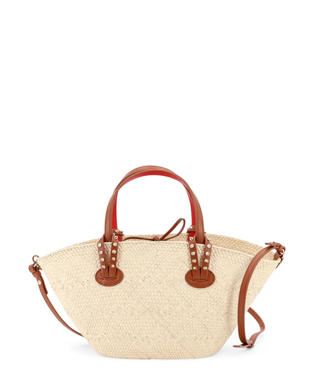 CHRISTIAN LOUBOUTIN Бежевая пелетеная сумка тоут, фото 2