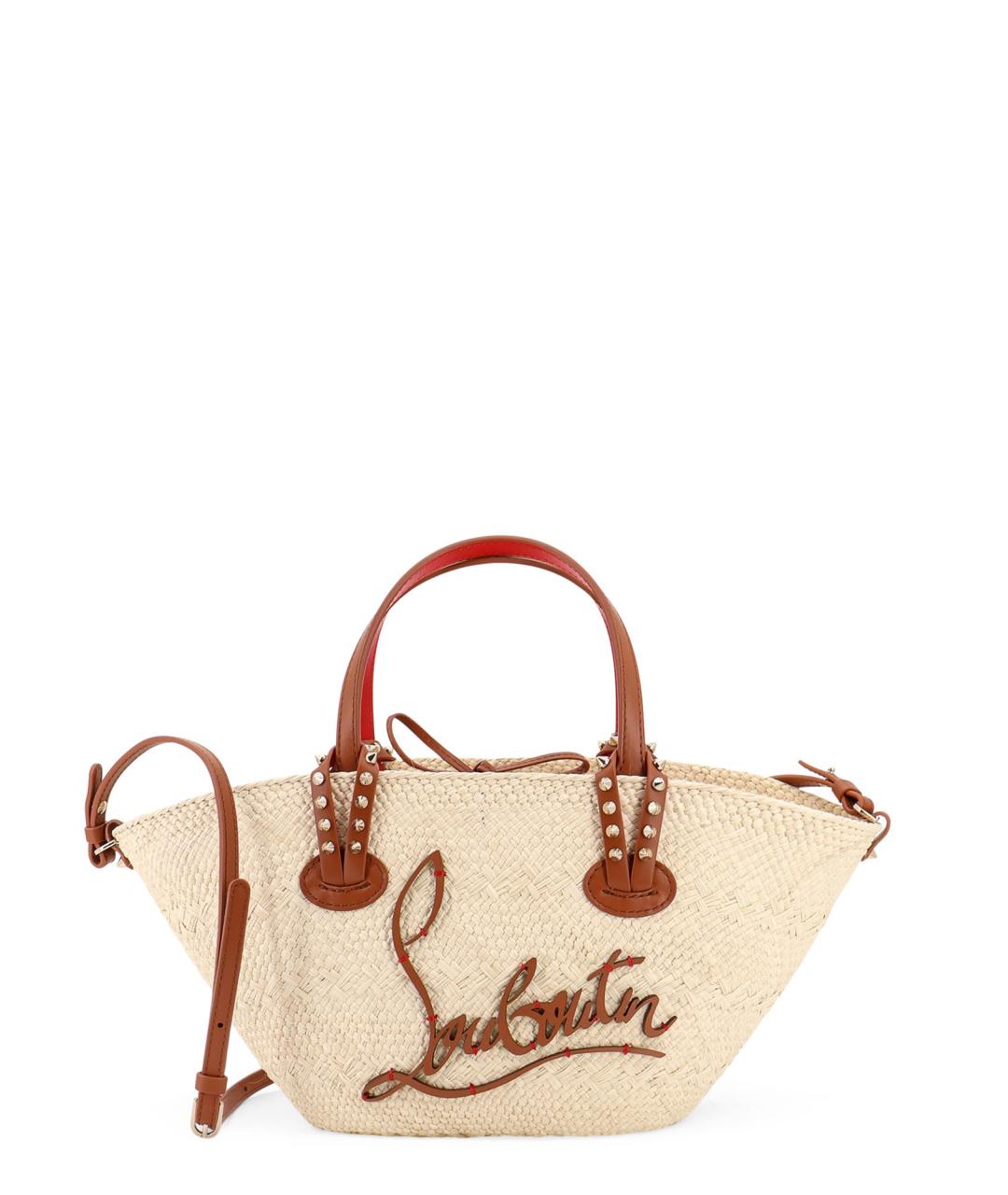 CHRISTIAN LOUBOUTIN Бежевая пелетеная сумка тоут, фото 1