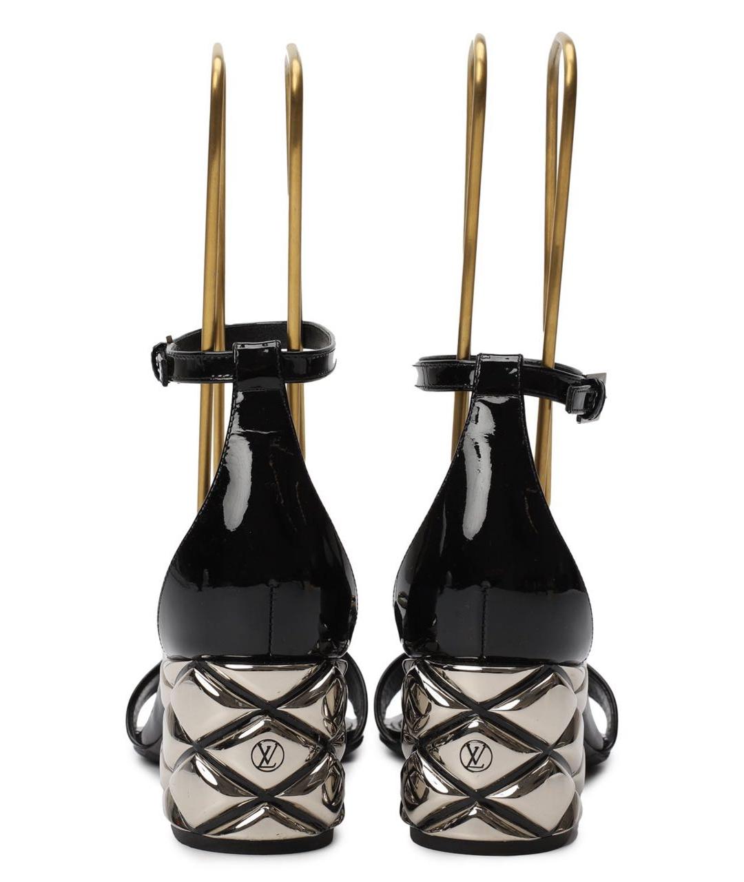 LOUIS VUITTON Черные босоножки из лакированной кожи, фото 4