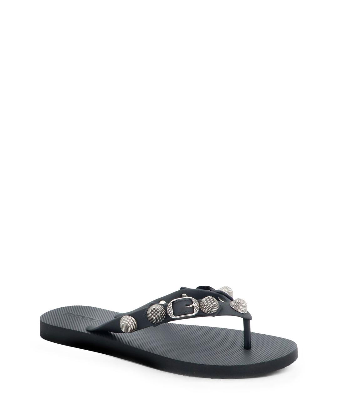 BALENCIAGA Черные резиновые шлепанцы, фото 2