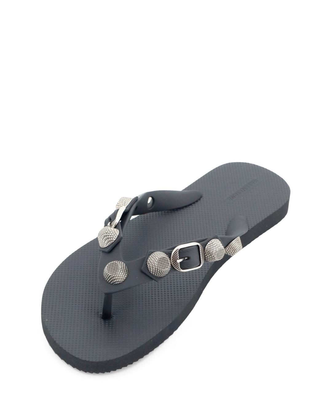 BALENCIAGA Черные резиновые шлепанцы, фото 5