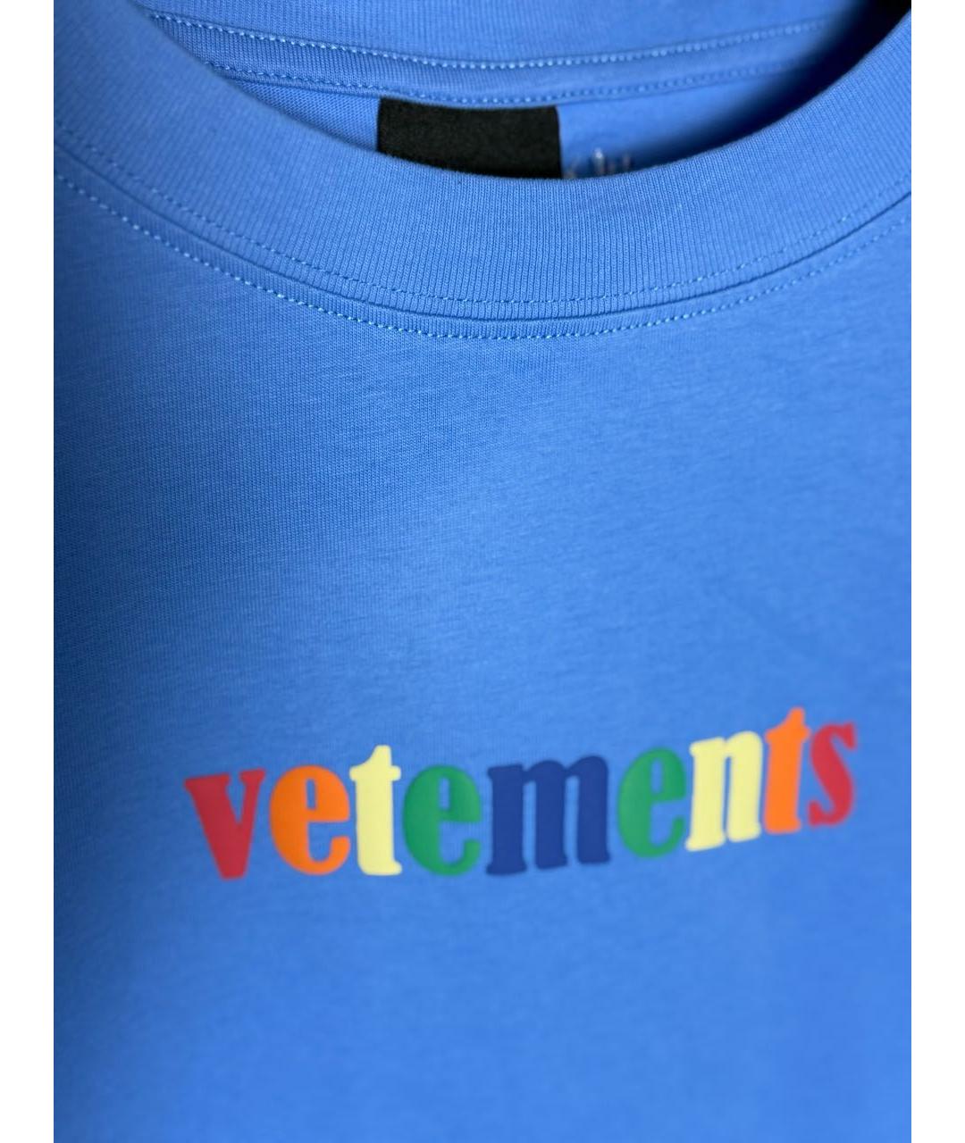 VETEMENTS Голубая хлопковая футболка, фото 2