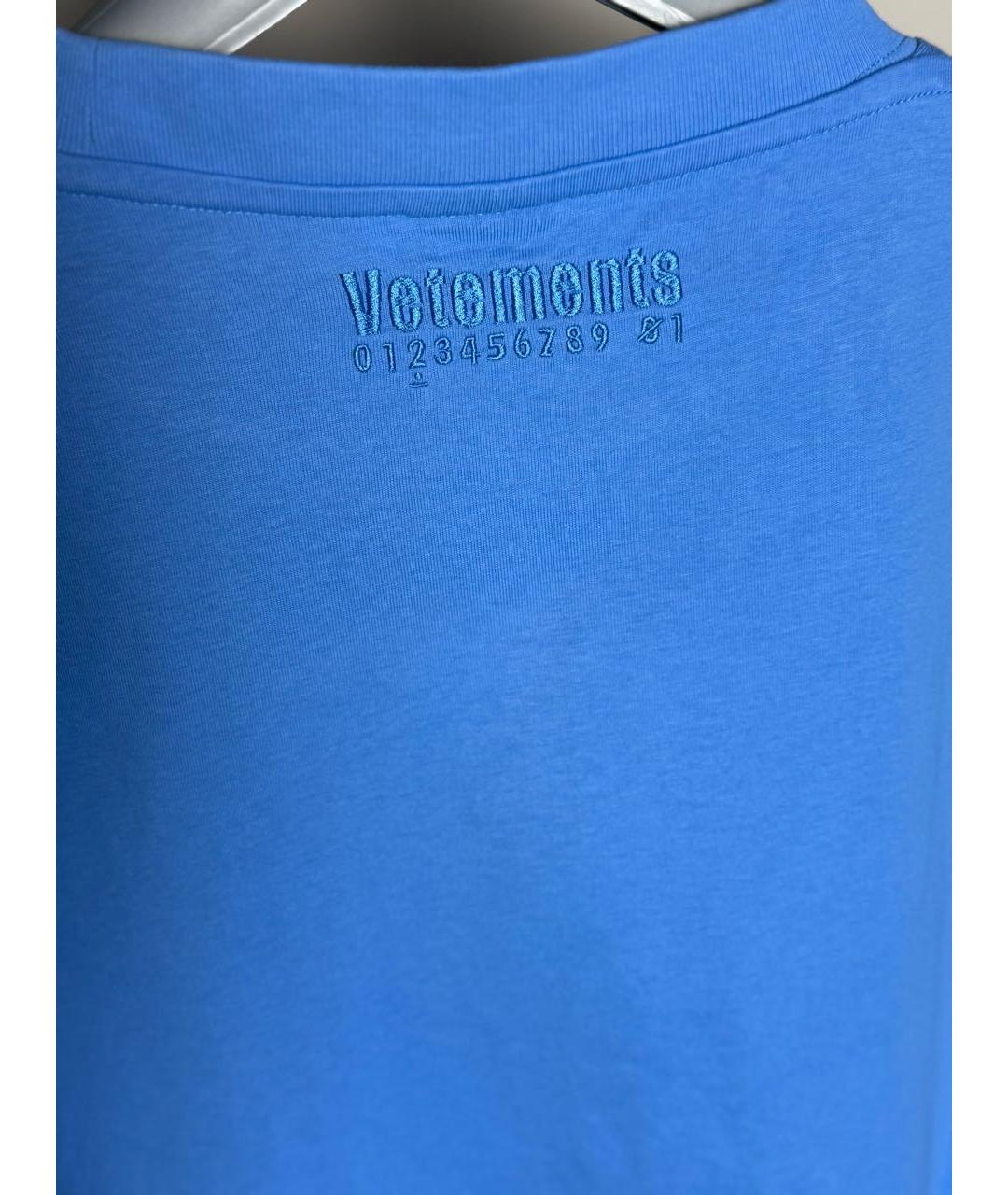 VETEMENTS Голубая хлопковая футболка, фото 4