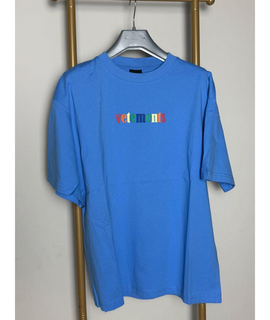 VETEMENTS Голубая хлопковая футболка, фото 6