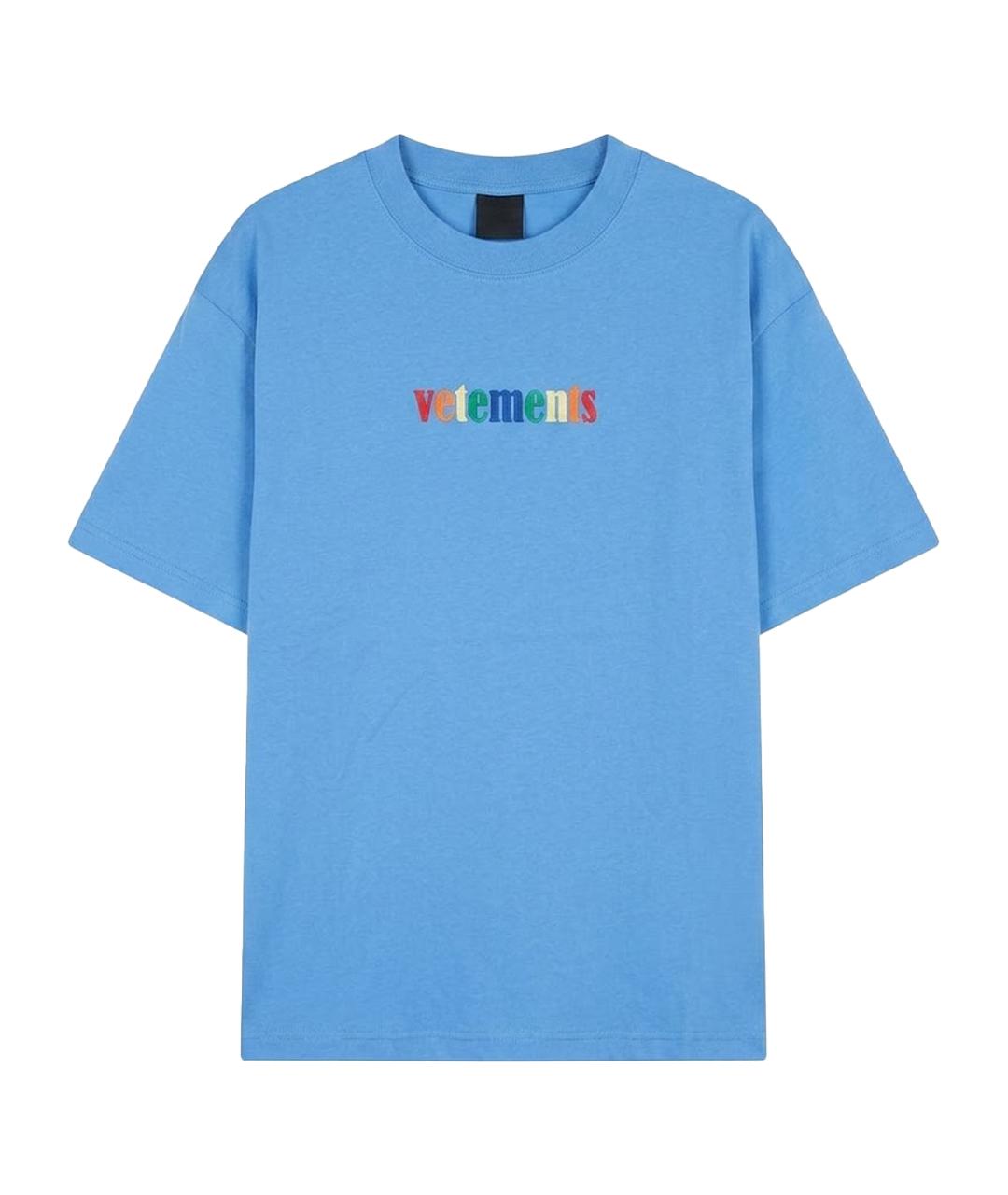 VETEMENTS Голубая хлопковая футболка, фото 1