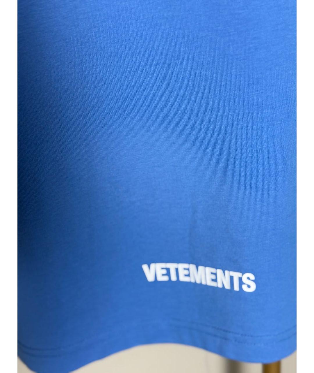 VETEMENTS Голубая хлопковая футболка, фото 5