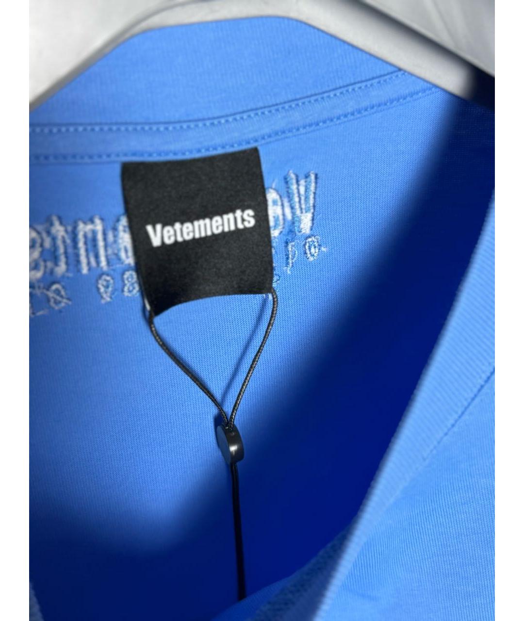 VETEMENTS Голубая хлопковая футболка, фото 3