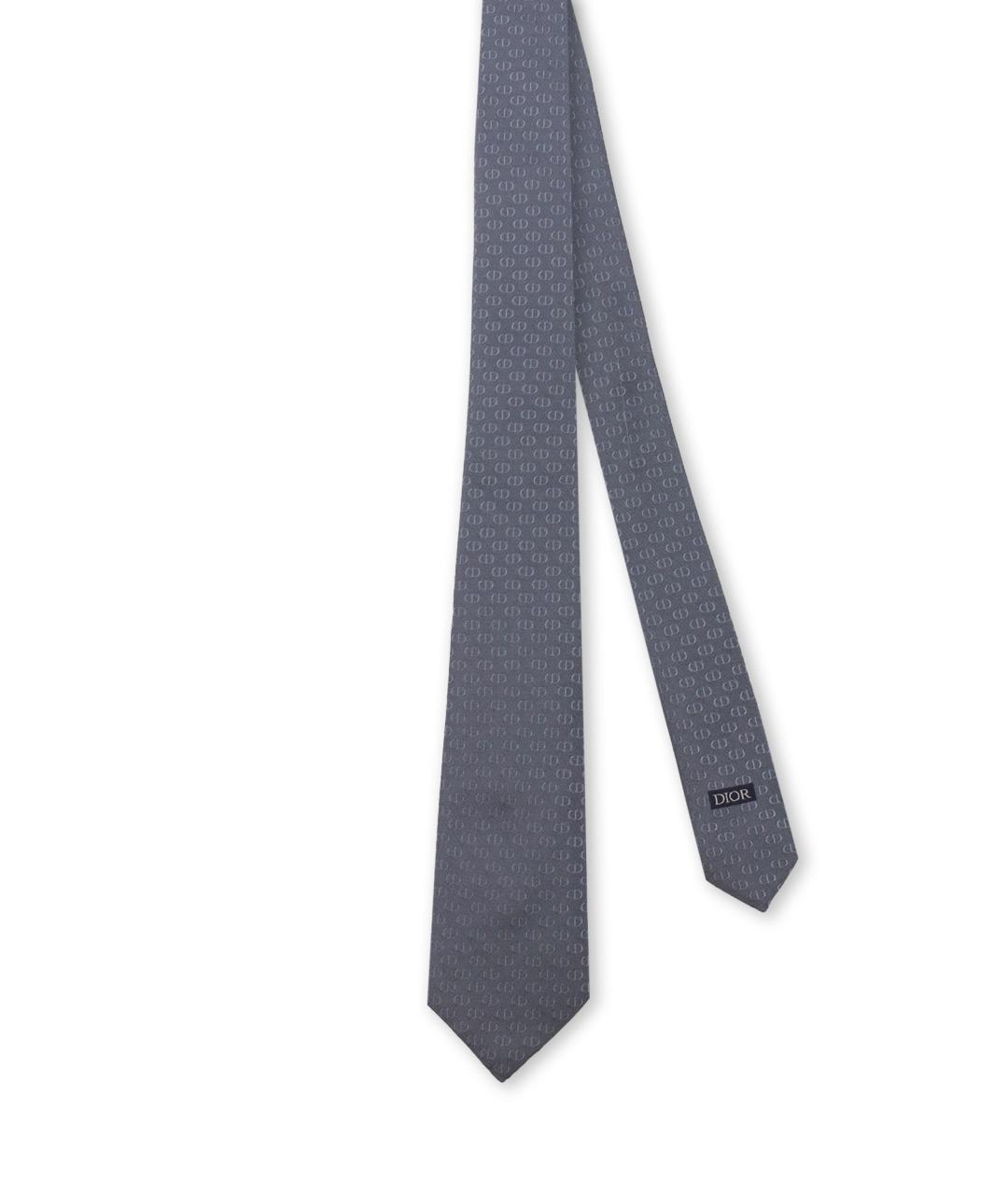 CHRISTIAN DIOR Серый шелковый галстук, фото 1