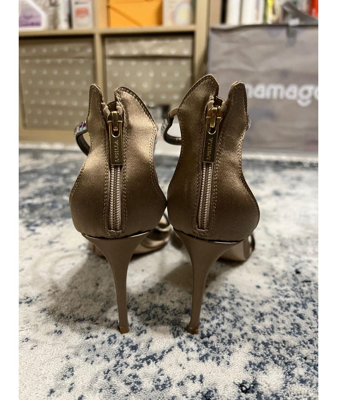 LE SILLA Золотые текстильные босоножки, фото 4