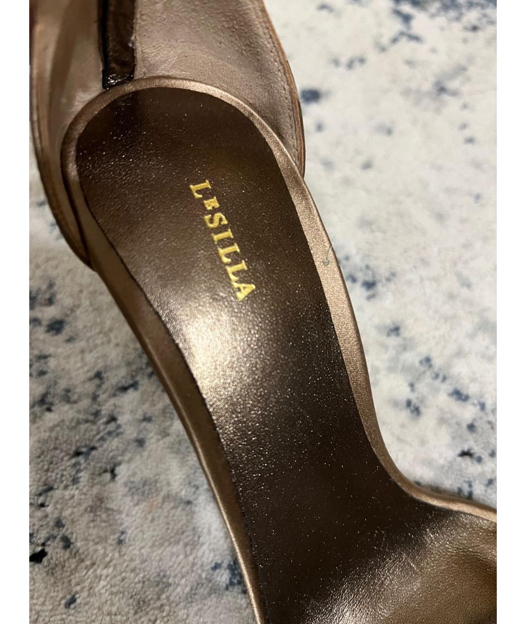 LE SILLA Золотые текстильные босоножки, фото 6