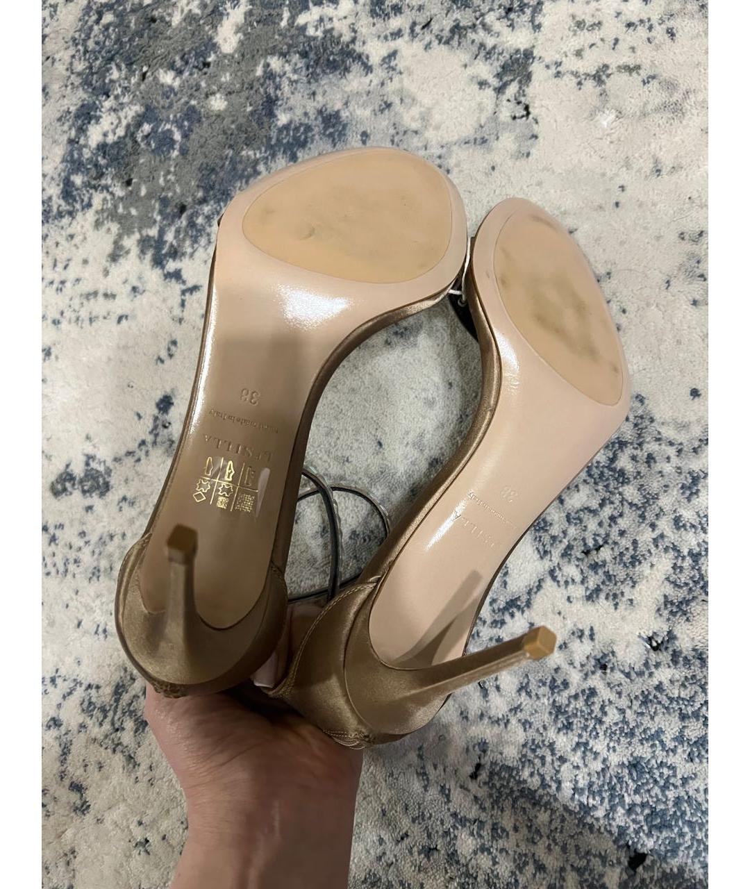 LE SILLA Золотые текстильные босоножки, фото 5