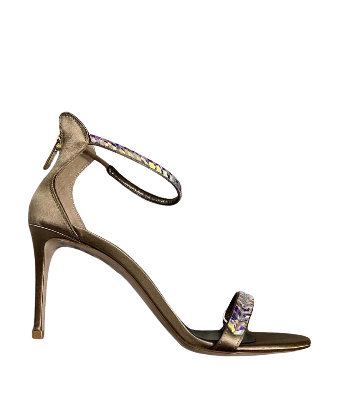 LE SILLA Золотые текстильные босоножки, фото 1