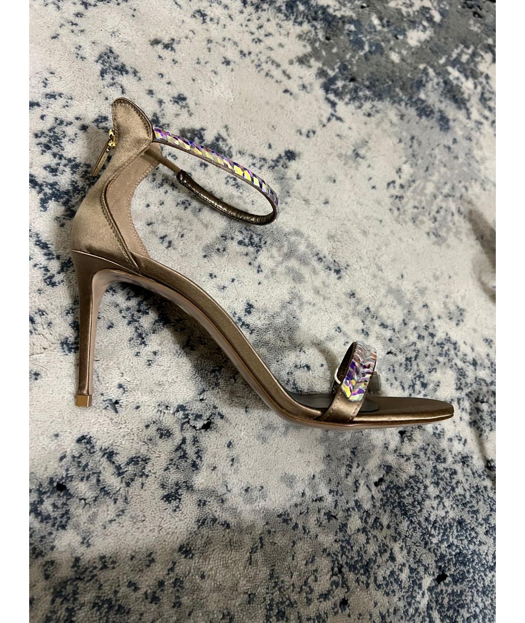 LE SILLA Золотые текстильные босоножки, фото 9