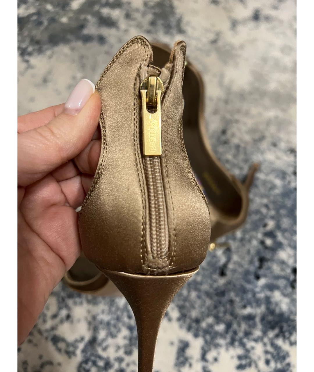 LE SILLA Золотые текстильные босоножки, фото 8