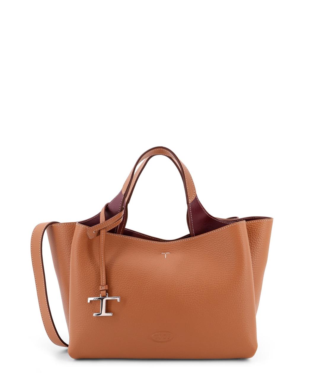 TOD'S Коричневая кожаная сумка тоут, фото 1