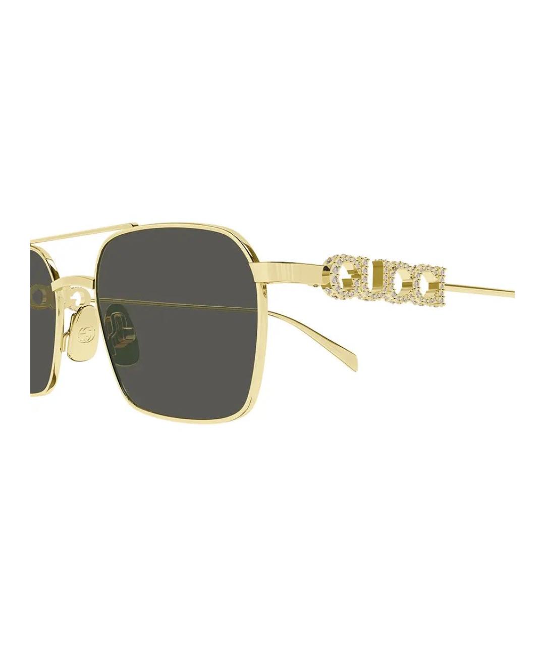 GUCCI Золотые металлические солнцезащитные очки, фото 2