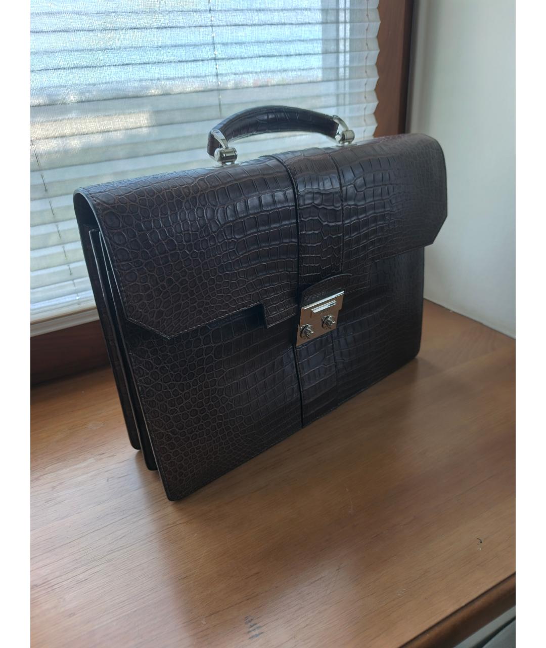 ZILLI Коричневый портфель из экзотической кожи, фото 2