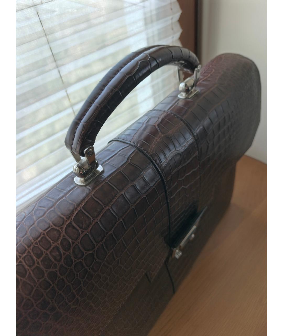 ZILLI Коричневый портфель из экзотической кожи, фото 5