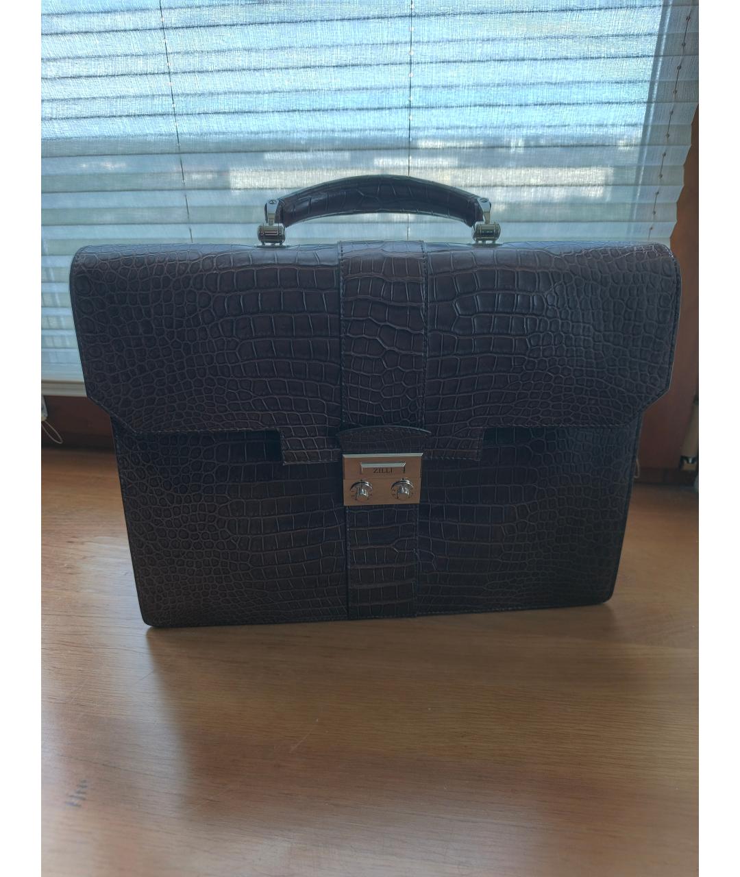 ZILLI Коричневый портфель из экзотической кожи, фото 6