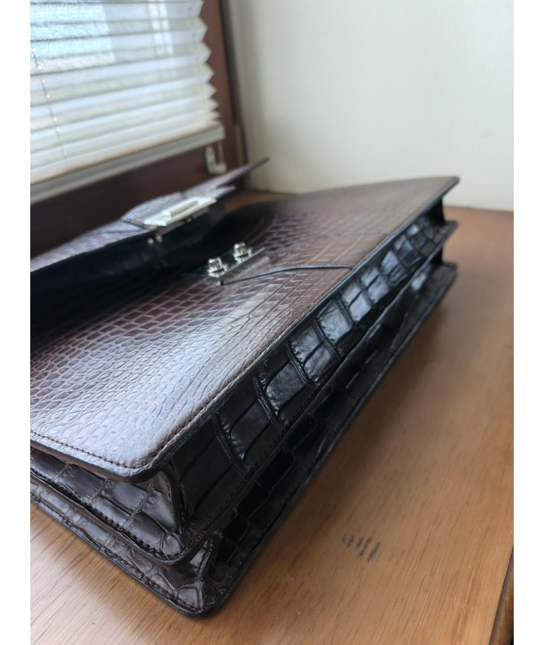 ZILLI Коричневый портфель из экзотической кожи, фото 3