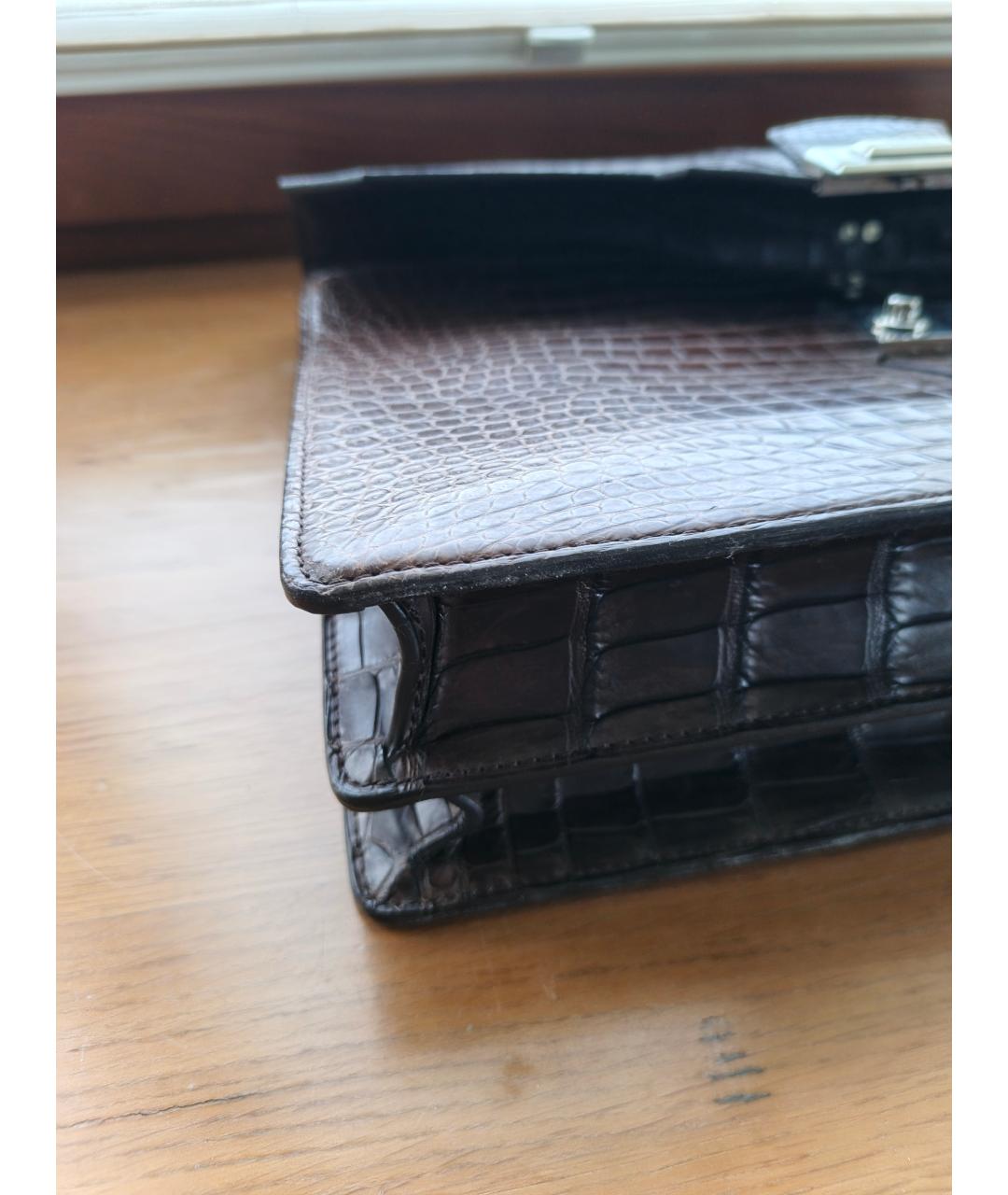 ZILLI Коричневый портфель из экзотической кожи, фото 4