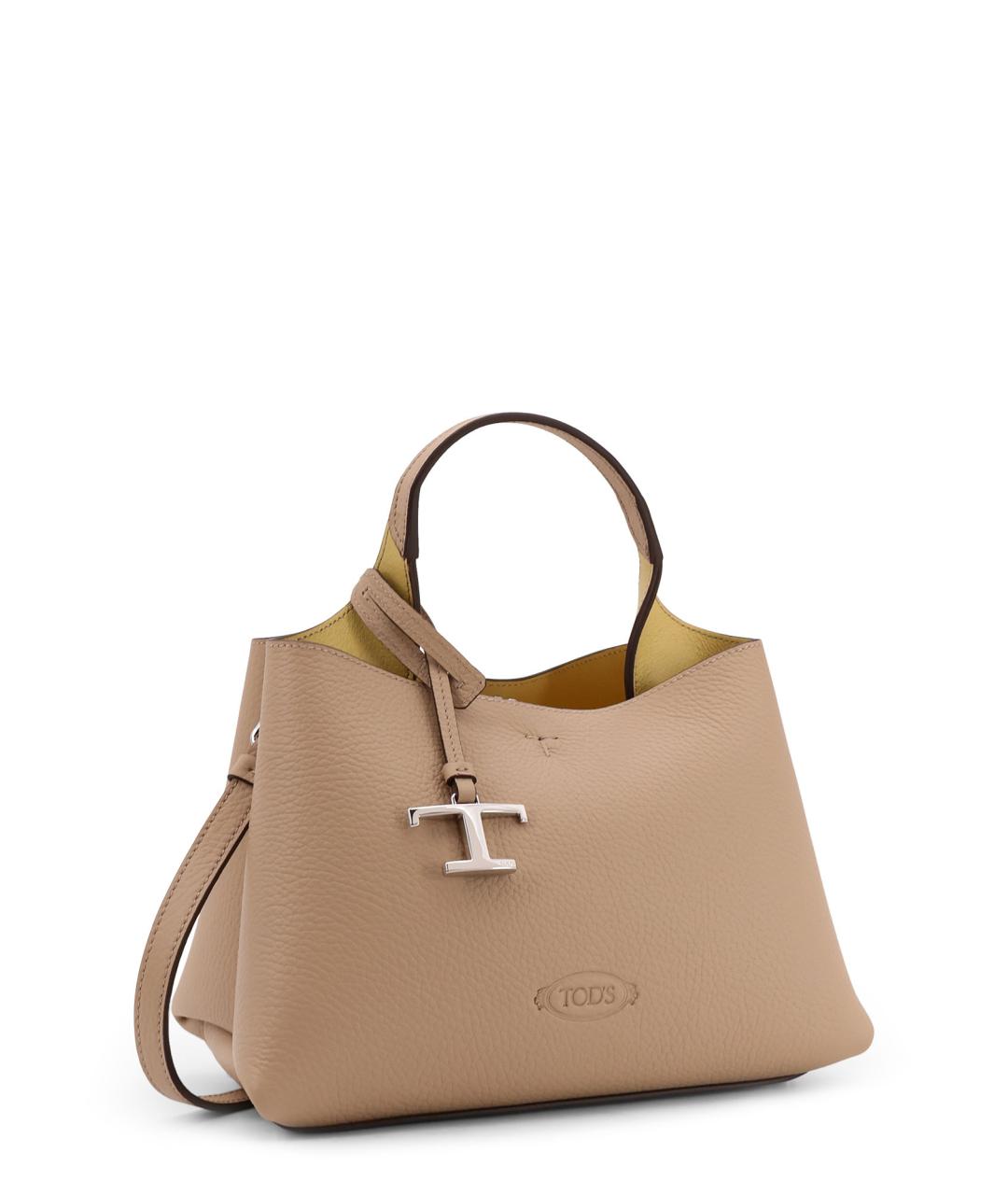 TOD'S Бежевая кожаная сумка тоут, фото 3