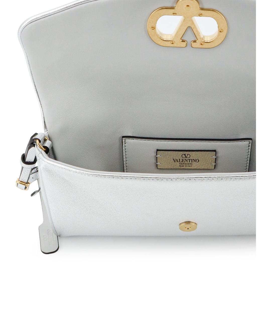 VALENTINO Серебряная кожаная сумка через плечо, фото 5