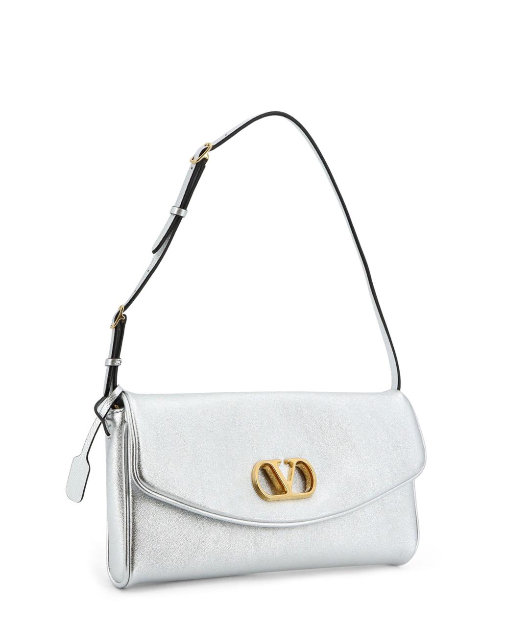 VALENTINO Серебряная кожаная сумка через плечо, фото 3