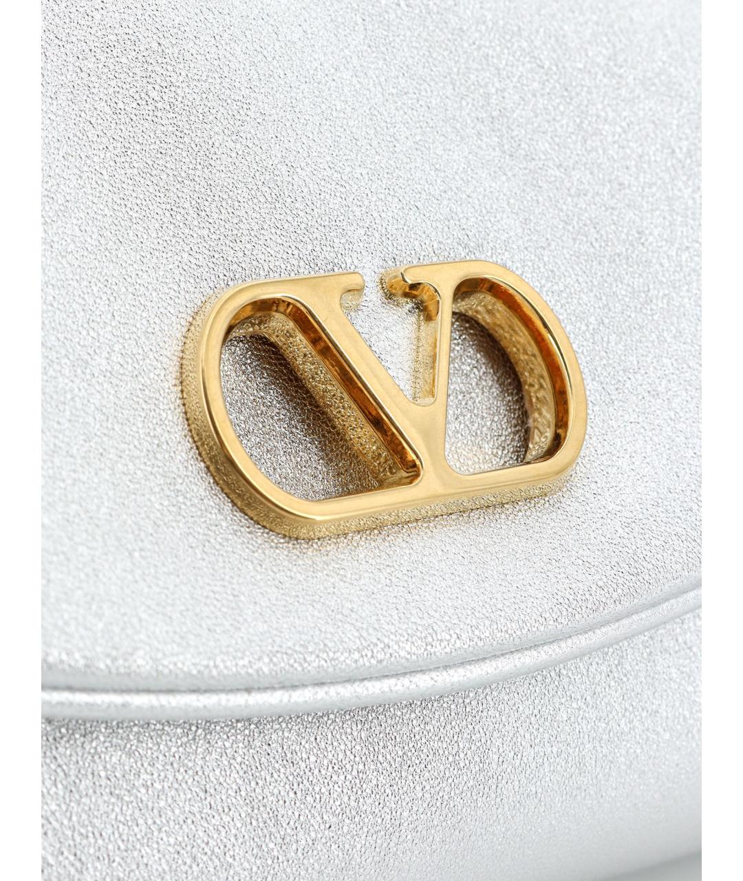 VALENTINO Серебряная кожаная сумка через плечо, фото 4