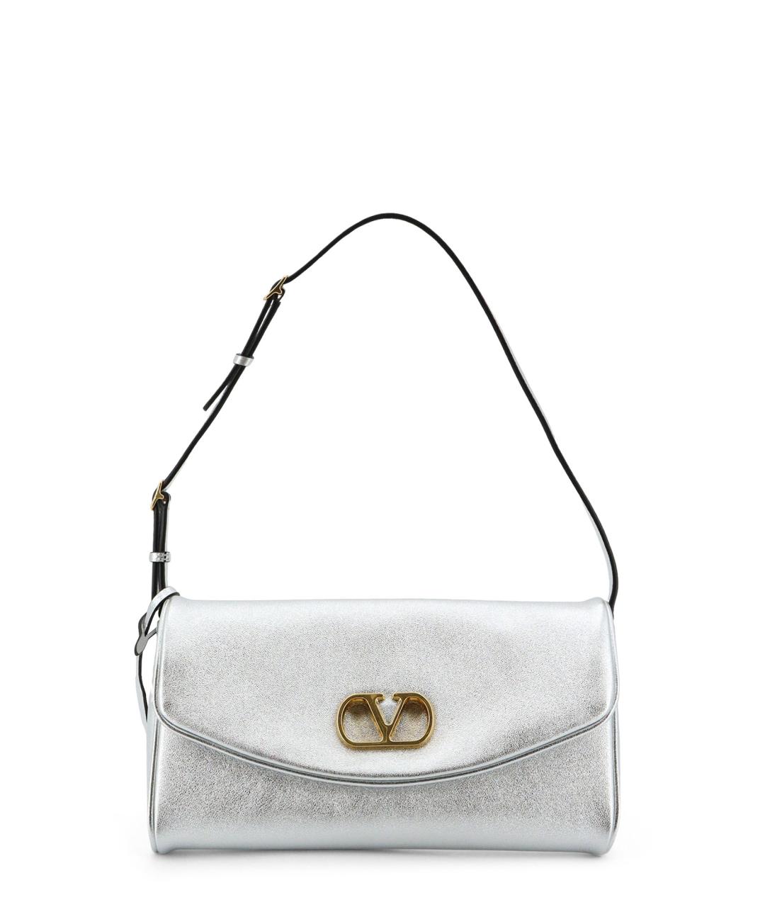 VALENTINO Серебряная кожаная сумка через плечо, фото 1