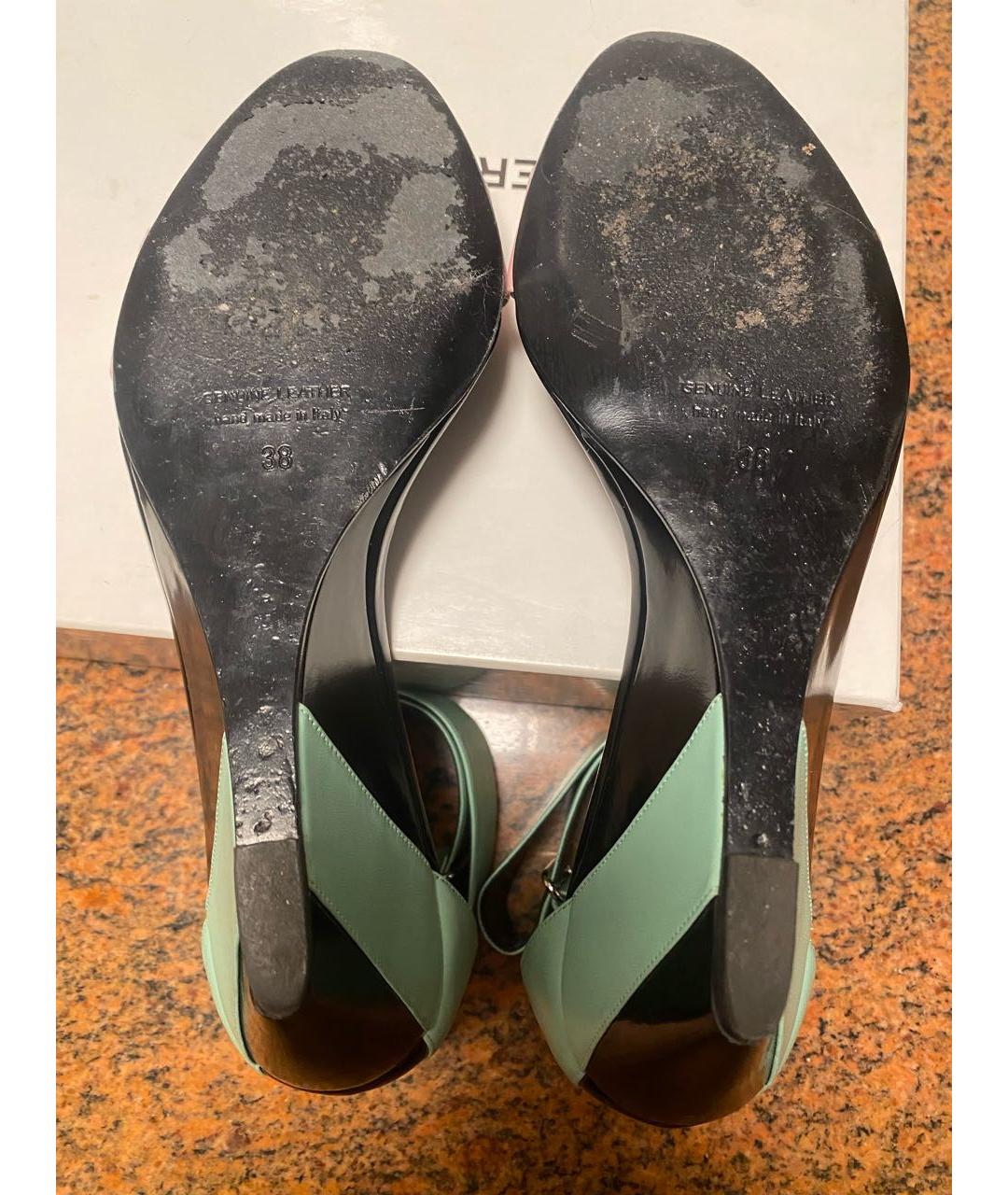 PIERRE HARDY Зеленые кожаные босоножки, фото 7