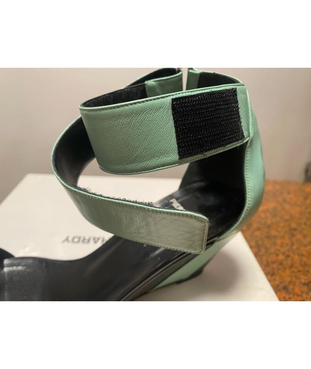 PIERRE HARDY Зеленые кожаные босоножки, фото 5