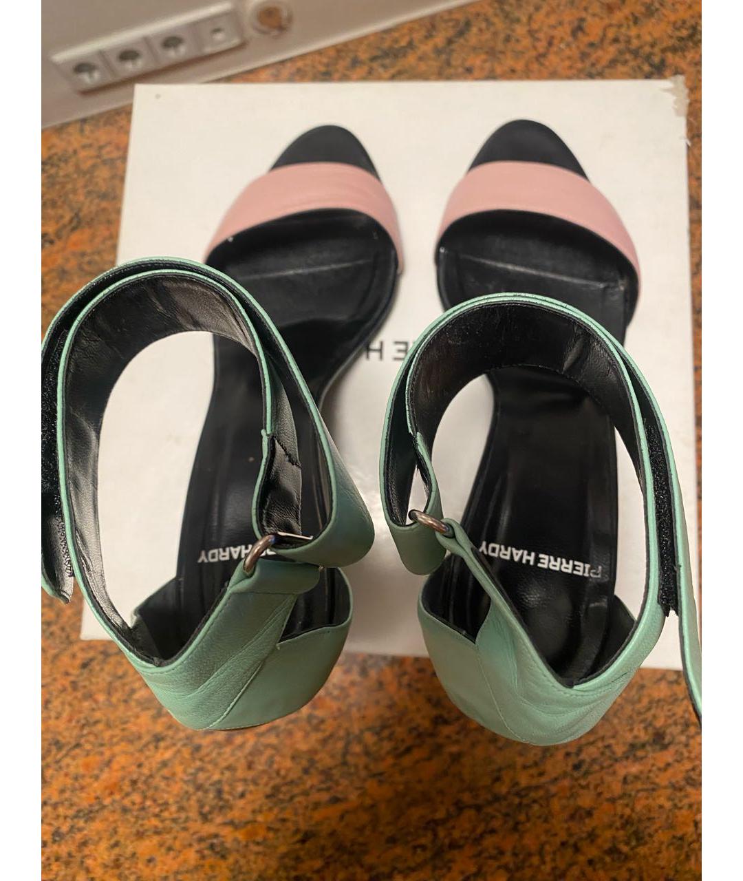 PIERRE HARDY Зеленые кожаные босоножки, фото 3