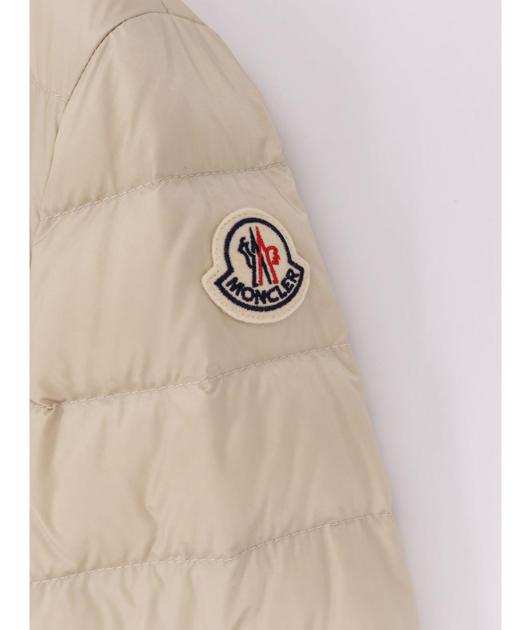 MONCLER Бежевый полиамидовый пуховик, фото 3