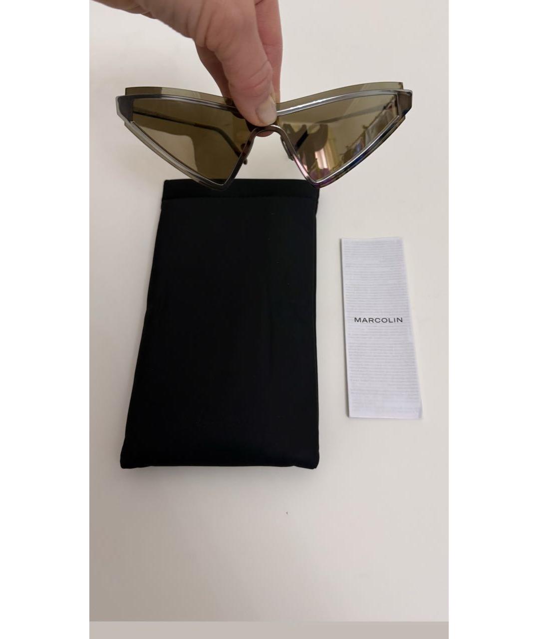 SPORTMAX Коричневые металлические солнцезащитные очки, фото 3