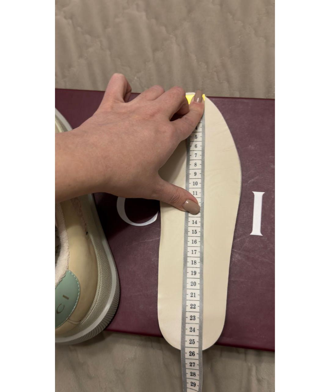 GUCCI Бежевые кожаные кеды, фото 4