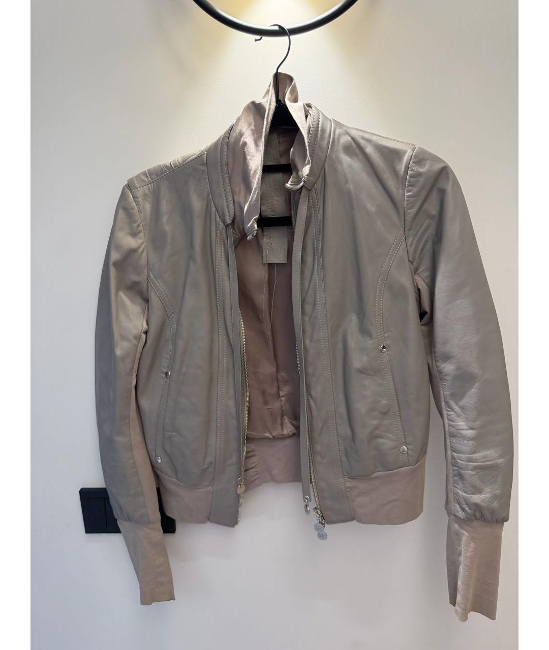 PATRIZIA PEPE Серая кожаная куртка, фото 4