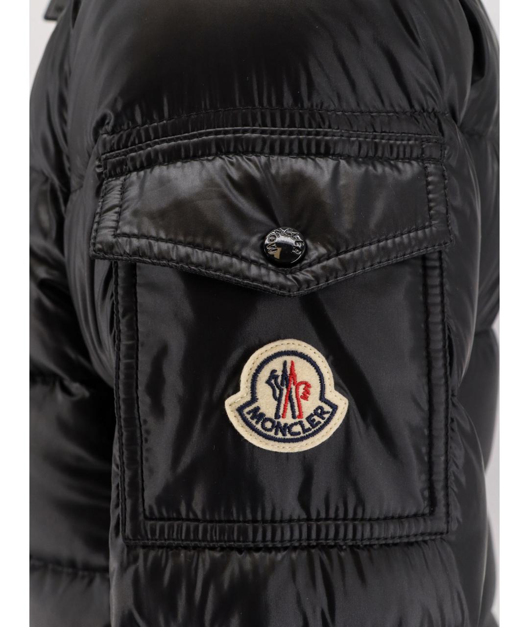 MONCLER Черный полиамидовый пуховик, фото 3