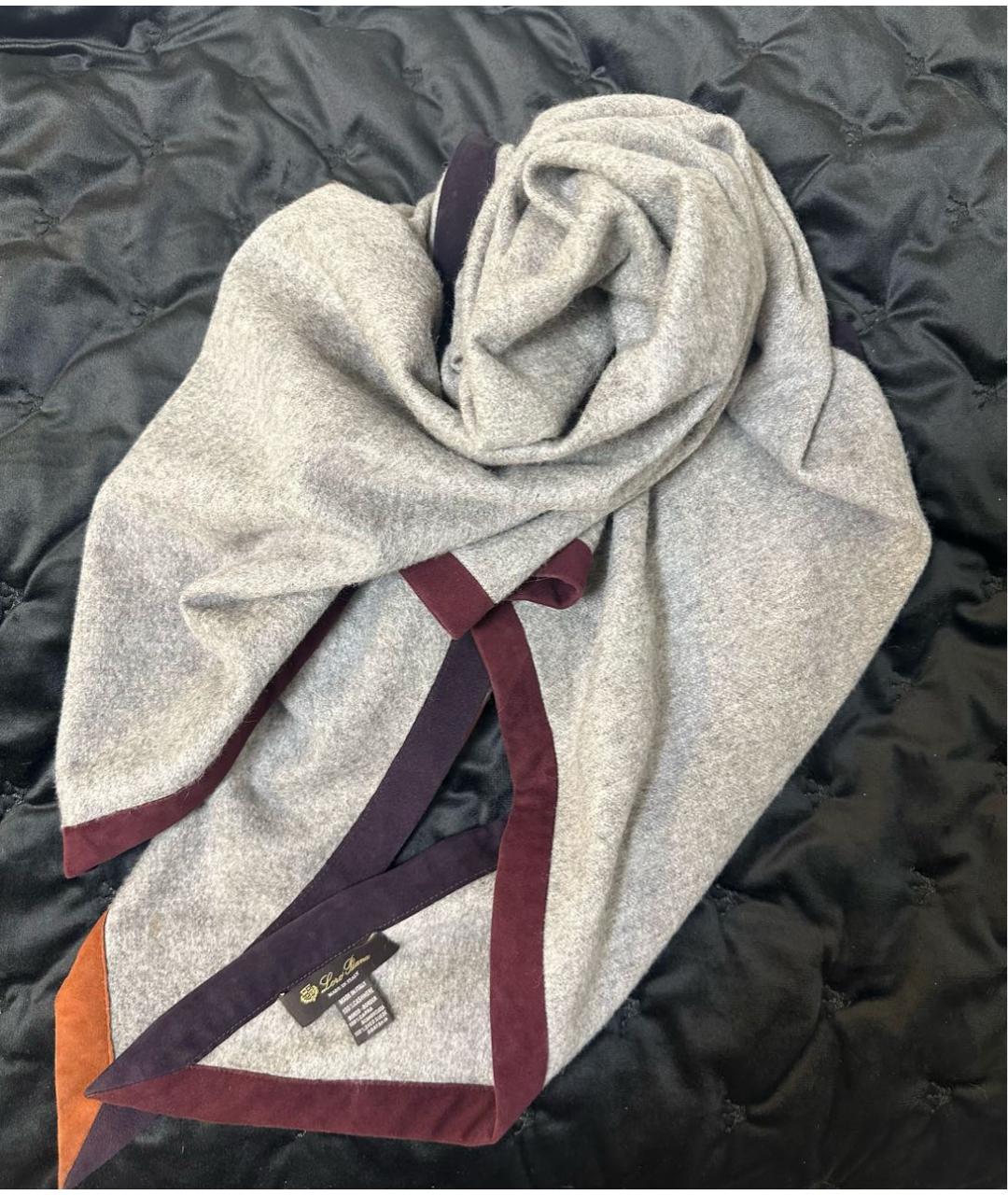 LORO PIANA Серый кашемировый платок, фото 6