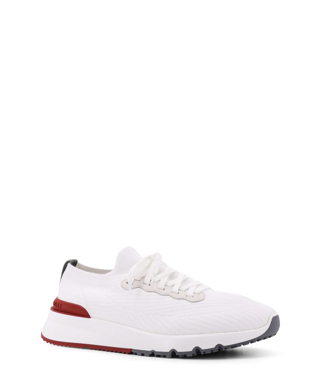 BRUNELLO CUCINELLI Белые текстильные низкие кроссовки / кеды, фото 2