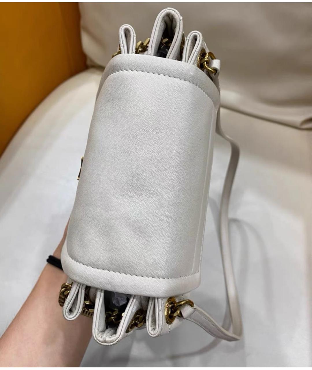 SAINT LAURENT Белая кожаная сумка через плечо, фото 4